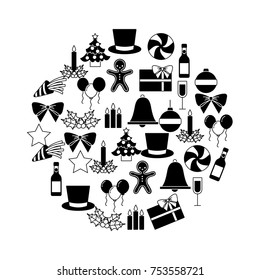 set of christmas and new year elements vector illustration
