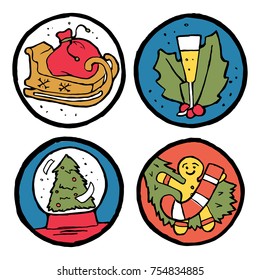 Set of Christmas and New Year emblems. 