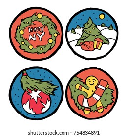 Set of Christmas and New Year emblems.  