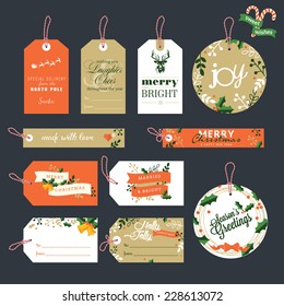 Set of Christmas and New Year gift tags