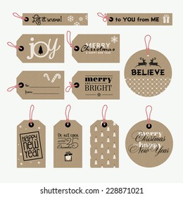 Set Of Christmas And New Year Gift Tags