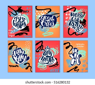 Set of Christmas and New Year gift cards.
Collection of  Hand drawn holiday posters templates, textures, lettering
