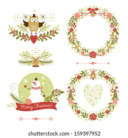 Set of Christmas and New Year graphic elements, holiday symbols