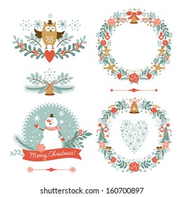 Set of Christmas and New Year graphic elements, holiday symbols