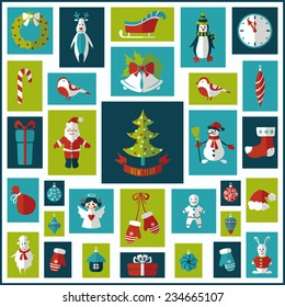 Set of Christmas and new year graphic elements. Vector illustration
