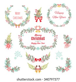 Set of Christmas and New Year graphic elements. Vector illustration