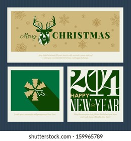 Set of Christmas and New Year greeting card templates