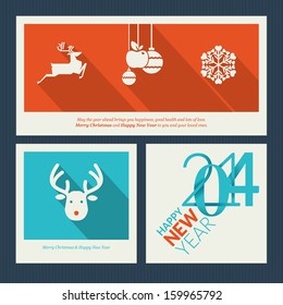 Set of Christmas and New Year greeting card templates