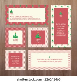 Set of Christmas and New Year greeting cards