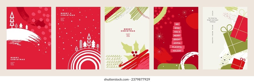 Set of Christmas and New Year greeting cards. Vector illustration concepts for graphic and web design, social media banner, marketing material.