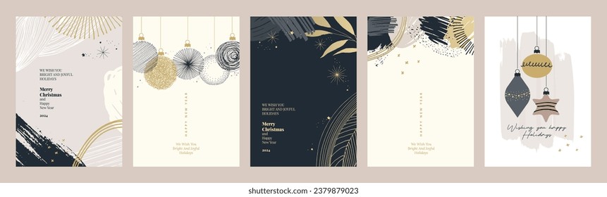 Set of Christmas and New Year greeting cards. Vector illustration concepts for graphic and web design, social media banner, marketing material.