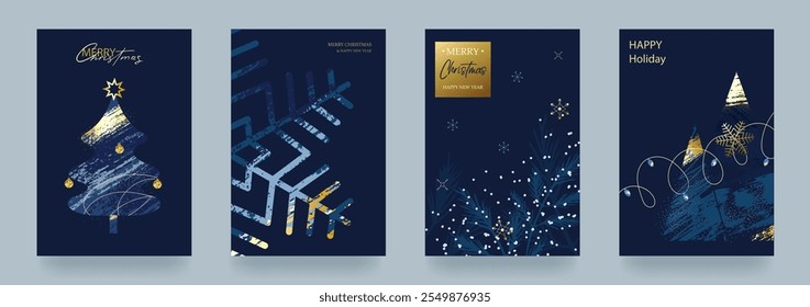 Set of Christmas, New Year greeting cards. Vector illustration concepts for background, greeting card, party invitation card, banner, social media. Modern style