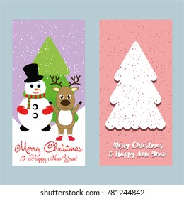 A set of Christmas and New Year greeting cards. Congratulation. Vector illustration.