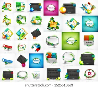 Set of Christmas and New Year holiday banners. Labels, stickers, discount and price tags, holiday icons with Christmas trees, snowflakes. Minimal geometric abstract symbols. Vector art