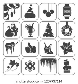 Set of Christmas and New Year icons on white background. Vector illustration.