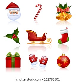 Set of Christmas and New Year icons. Collection of design elements. Vector illustration.