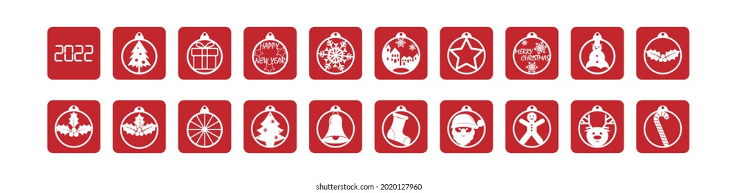 set of Christmas and New Year icons for design and decoration. Flat design.