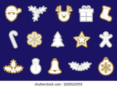 set of Christmas and New Year icons for design and decoration. Flat design.