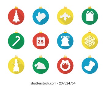 Set of Christmas and New Year icons, flat icons.