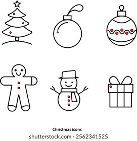 set of Christmas and New Year icons