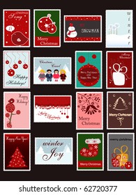 set of Christmas and New Year postage stamps