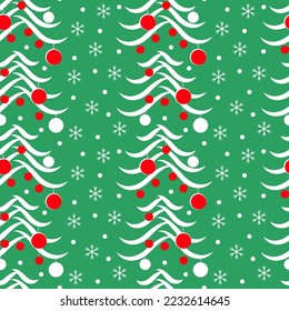 Set of Christmas and new year seamless pattern with Christmas tree and snowflakes.