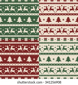 Set of Christmas and New year seamless patterns. Vector EPS8 illustration. 