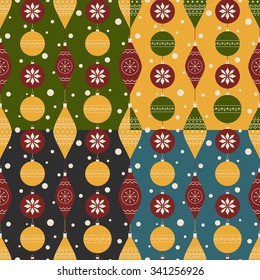 Set of Christmas and New year seamless patterns. Vector EPS8 illustration. 