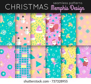 Set of Christmas New Year Seamless Pattern. Vector illustration