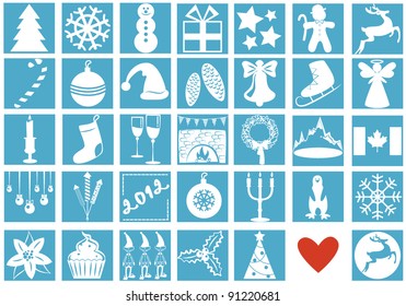 A set of Christmas and New Year symbols