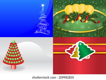 Set of Christmas and New Year vector greeting card's templates. 