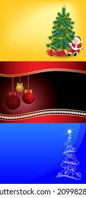 Set of Christmas and New Year vector greeting card's templates. 
