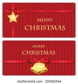 Set of Christmas and New Year's backgrounds.Christmas decorations on the knitted background