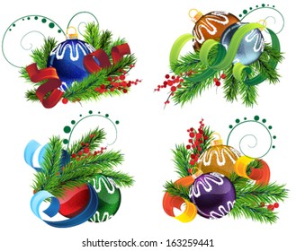 Set of Christmas and New Year's decoration elements isolated on a white background.