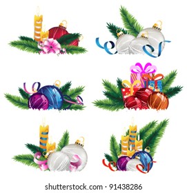 Set of Christmas and New Year's decoration elements isolated on a white background.