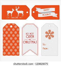 Set of Christmas and New Year's gift tags. Retro vintage gift tags. Vector illustration