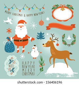 Set of Christmas and New Year's graphic elements