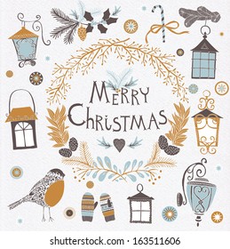 Set of Christmas and New Year's graphic elements