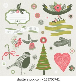 Set of Christmas and New Year's graphic elements