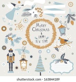 Set of Christmas and New Year's graphic elements