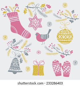 Set of Christmas and New Year's graphic elements