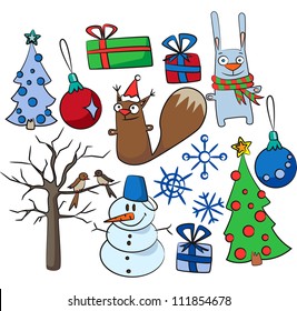 set of Christmas and New-Year's decorations