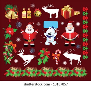 Set of Christmas and New-Year's decorations, vector illustration