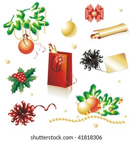  Conjunto de elementos de diseño de Navidad y Año Nuevo. (ilustración vectorial)