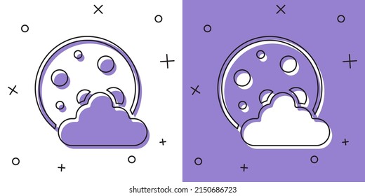 Set Christmas night icon isolated on white and purple background. Merry Christmas and Happy New Year.  Vector