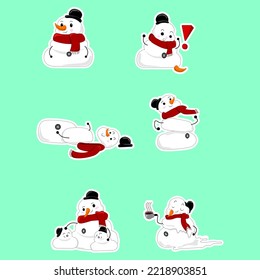 set of christmas nowman vector illustration