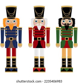 Set of a Christmas nutcracker cute toy soldiers