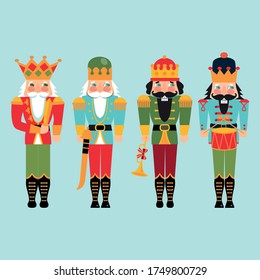 Set of Christmas nutcrackers. Vector illustration. 