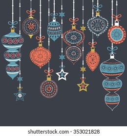 Set of Christmas Ornament Collection with different pattern and color.