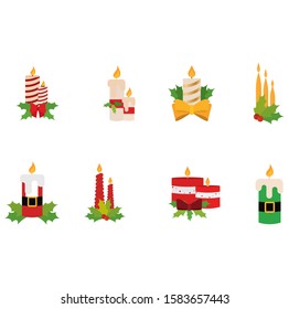 Set of christmas ornaments with candles - Vector illustration design